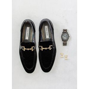 Madly Steven Steve Madden Men’s Size 10.5 Loafer Velvet Black Shoes Wedding